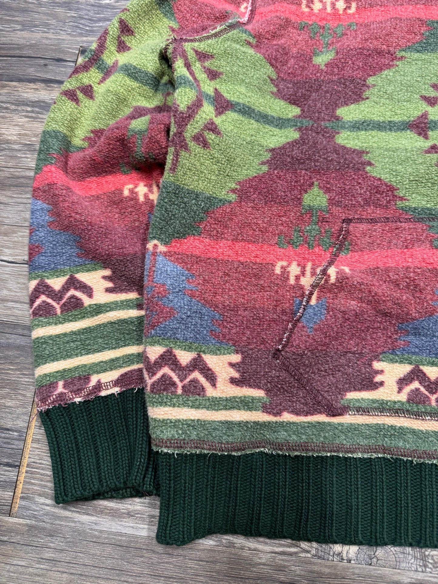 POLO RALPH LAUREN AZTEC PRINT KNIT HOODIE (M)