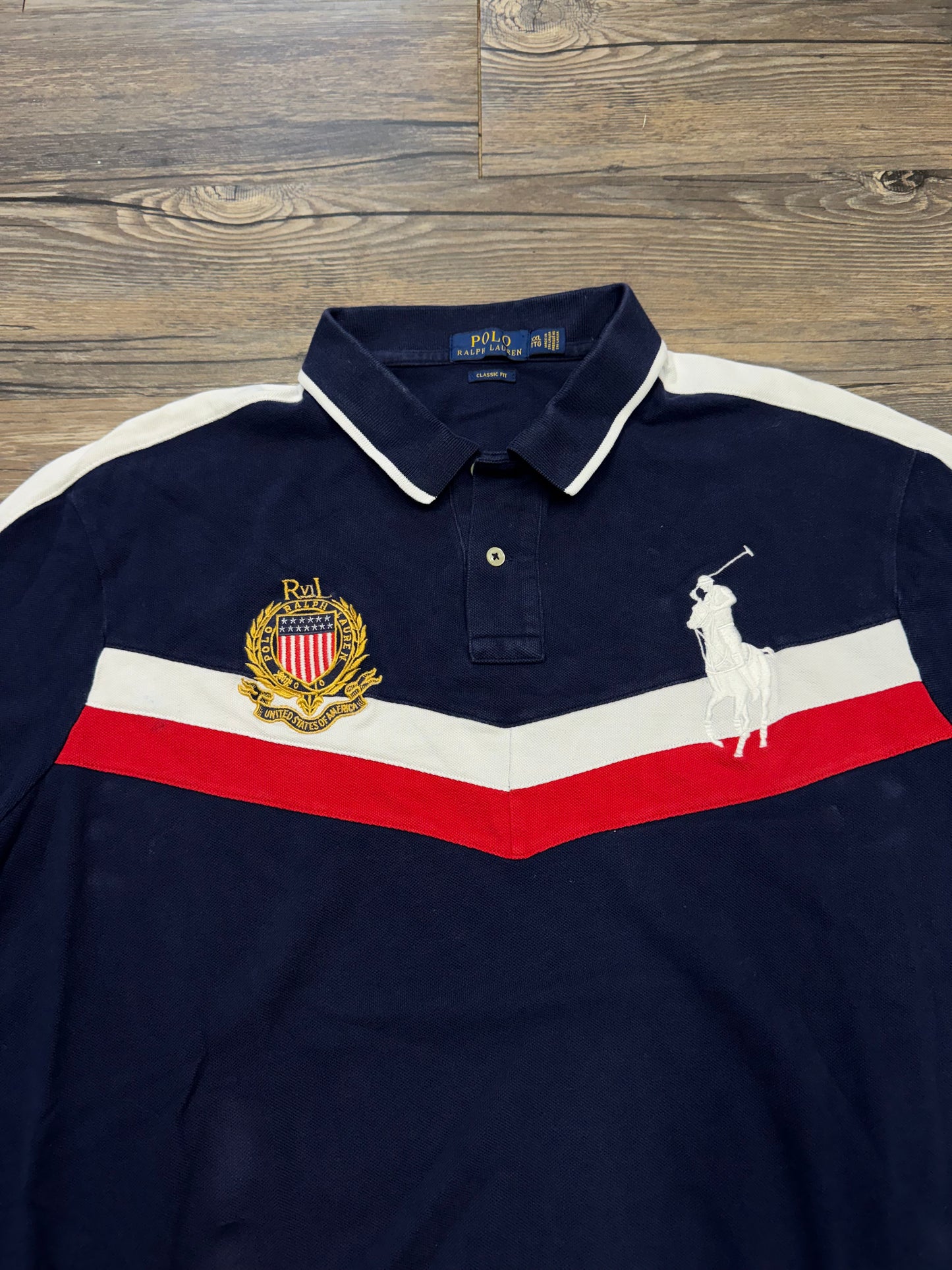 POLO RALPH LAUREN STRIPED CRESTED BIG PONY SHIRT (XXL)