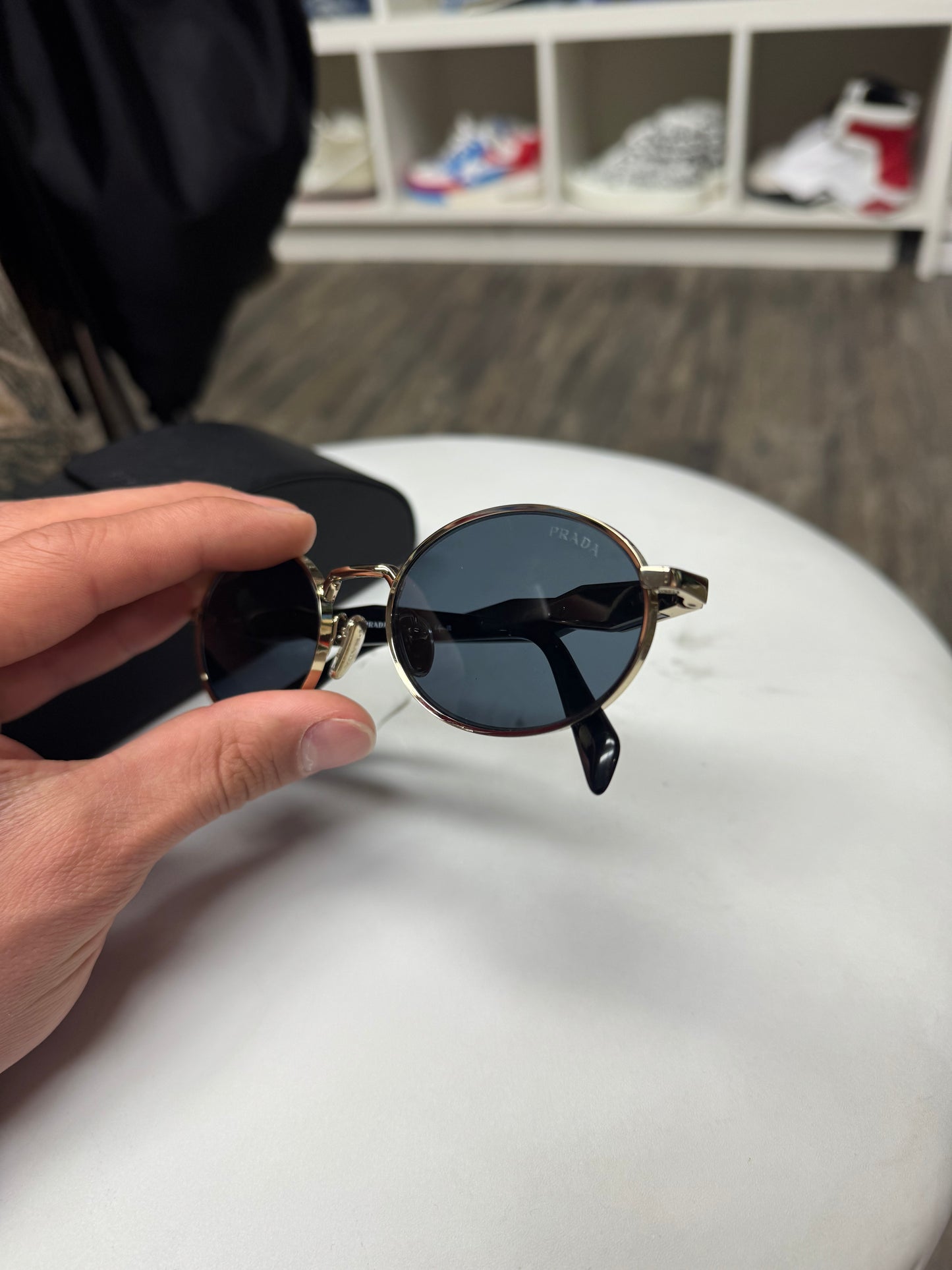 PRADA PR 65ZS GOLD OVAL SUNGLASSES (OS)