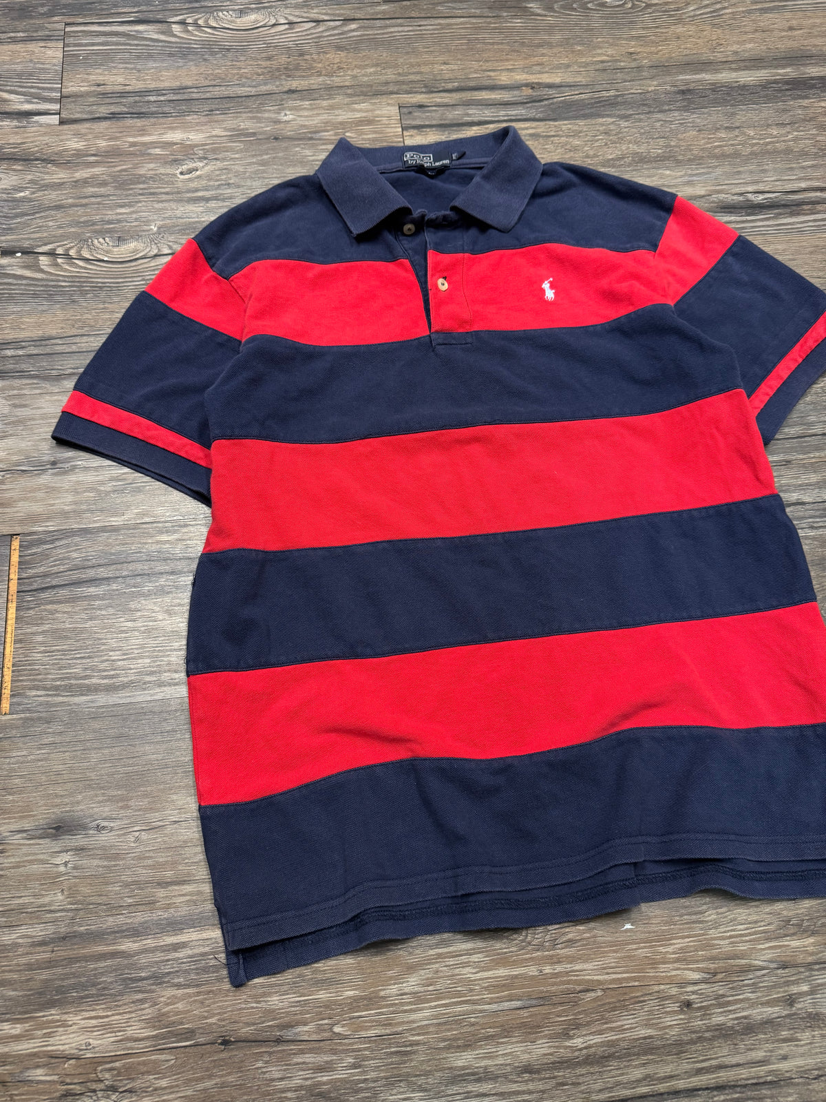 POLO RALPH LAUREN STRIPED SMALL PONY POLO SHIRT (XXL)