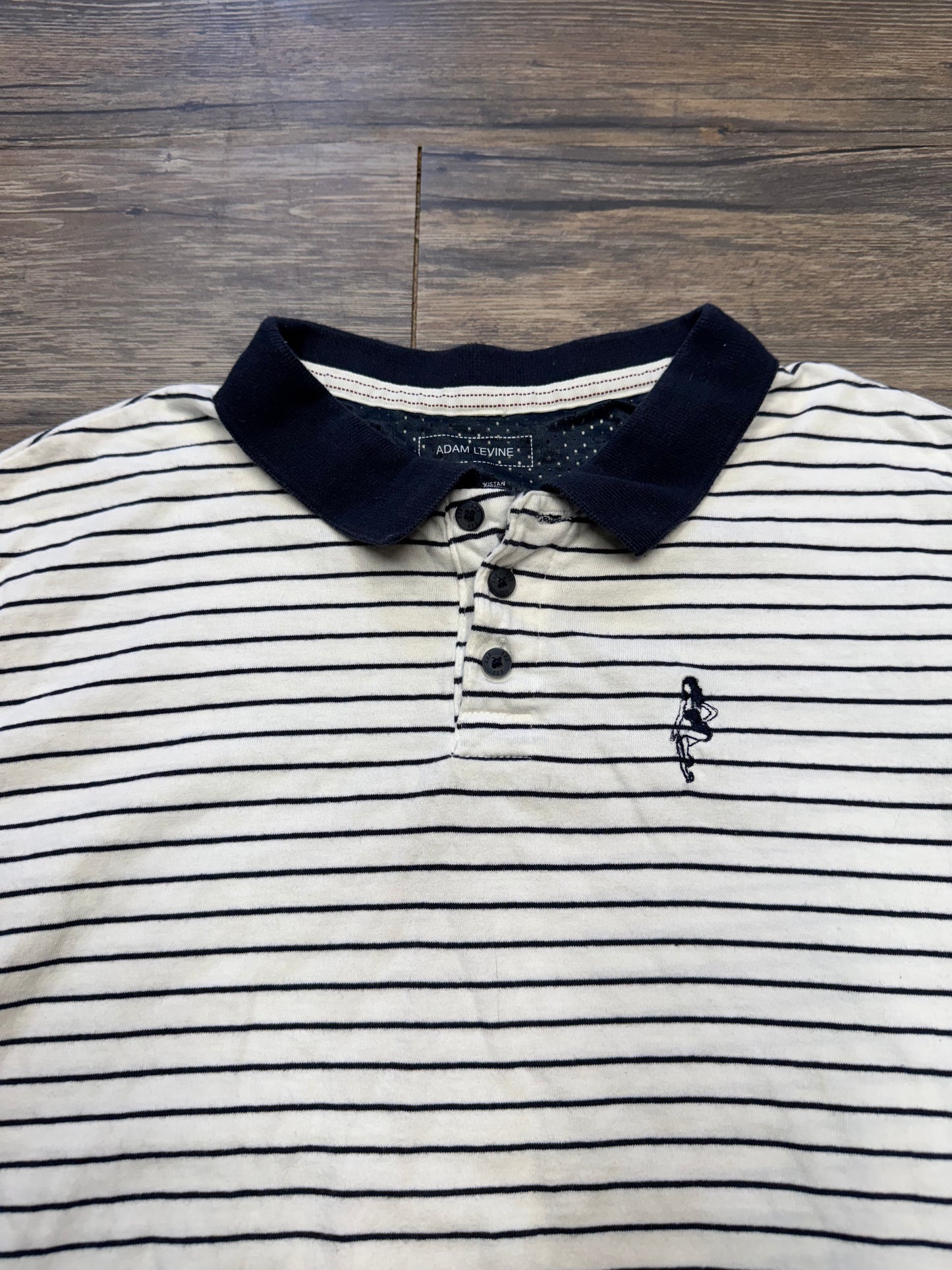 ADAM LEVINE STRIPED RIBBED POLO (M)