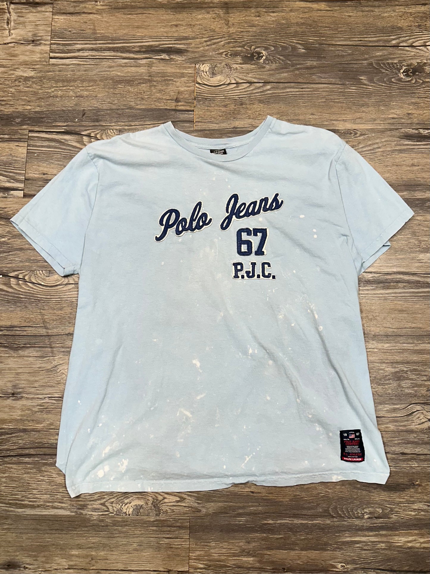 DISTRESSED PAINT SPLATTER POLO JEANS T-SHIRT