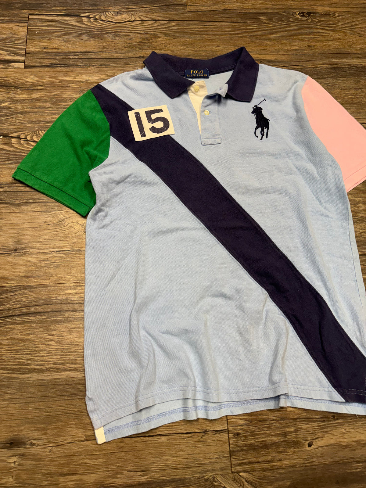 POLO RALPH LAUREN MULTI-COLOR ONE STRIPE BIG PONY POLO (M)