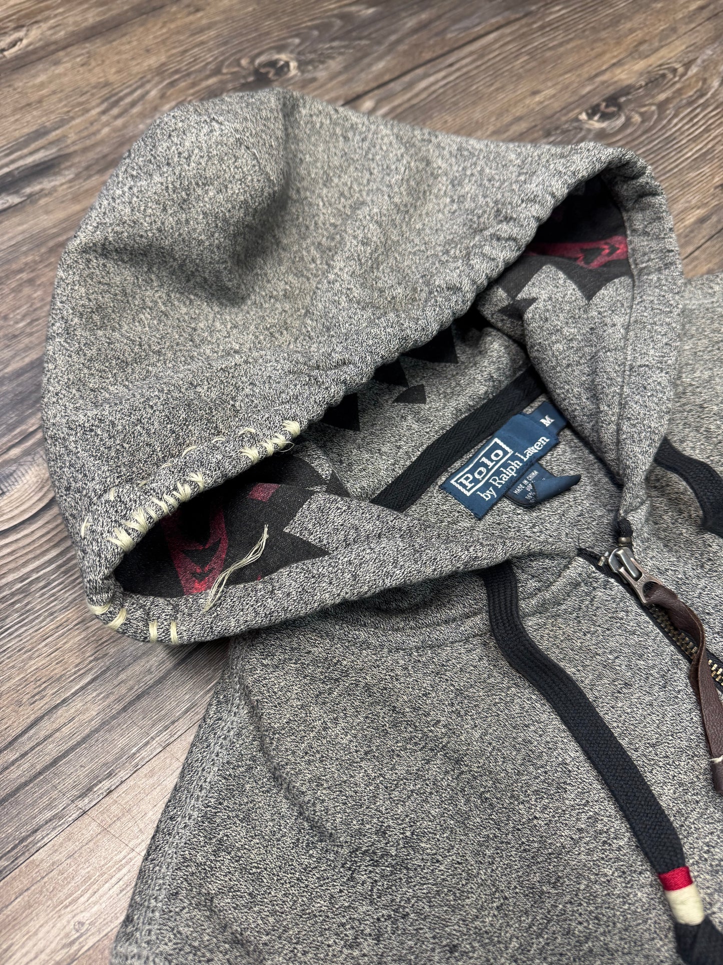 POLO RALPH LAUREN BIG PONY DISTRESSED ZIP-UP HOODIE (M)
