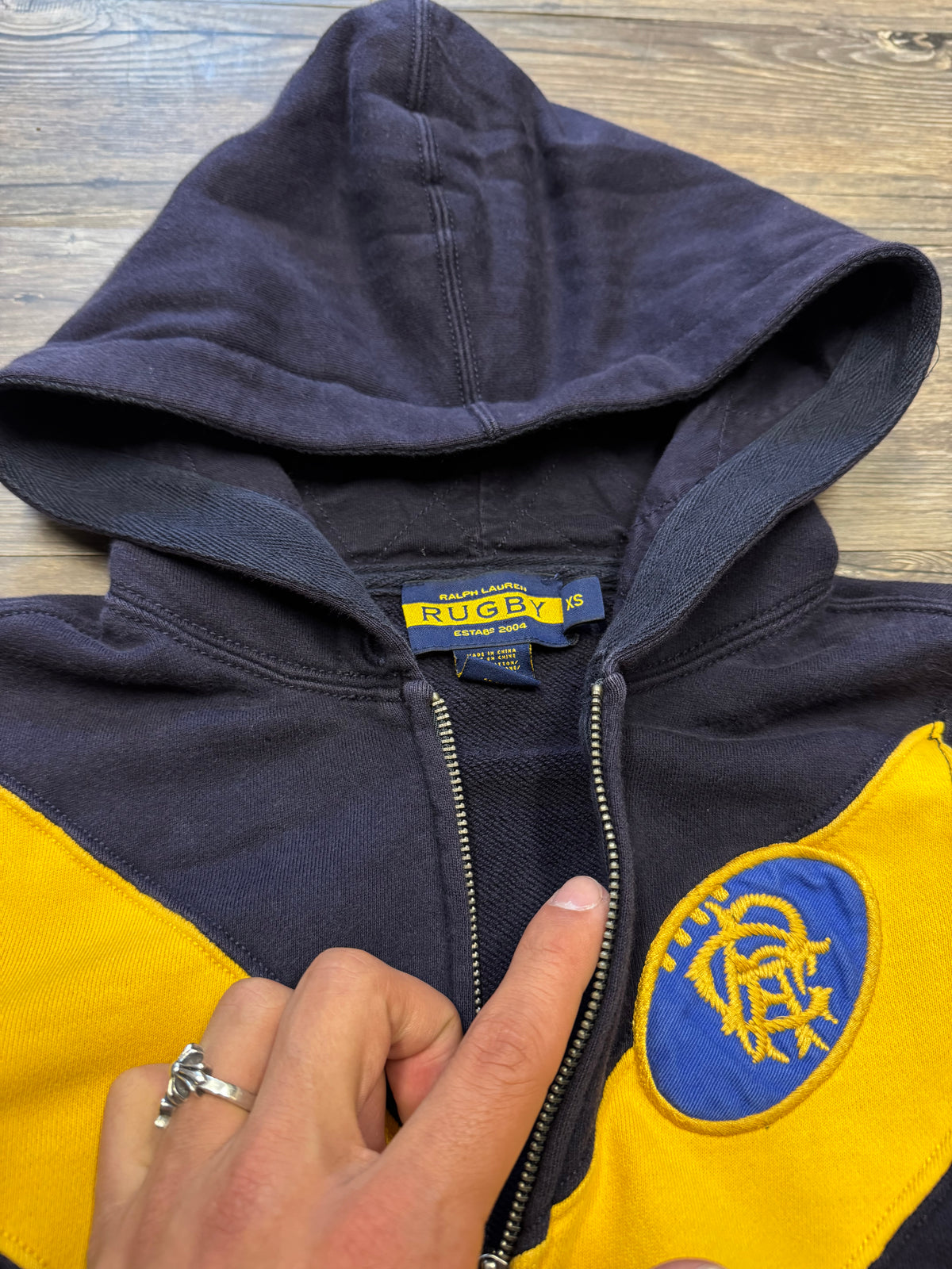POLO RALPH LAUREN WMNS RUGBY STRIPE ZIP-UP HOODIE (XS)