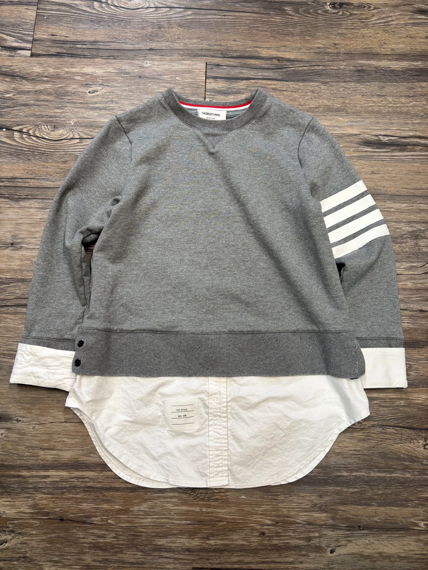 THOM BROWNE 4-BAR BUTTON UP CREW (S)