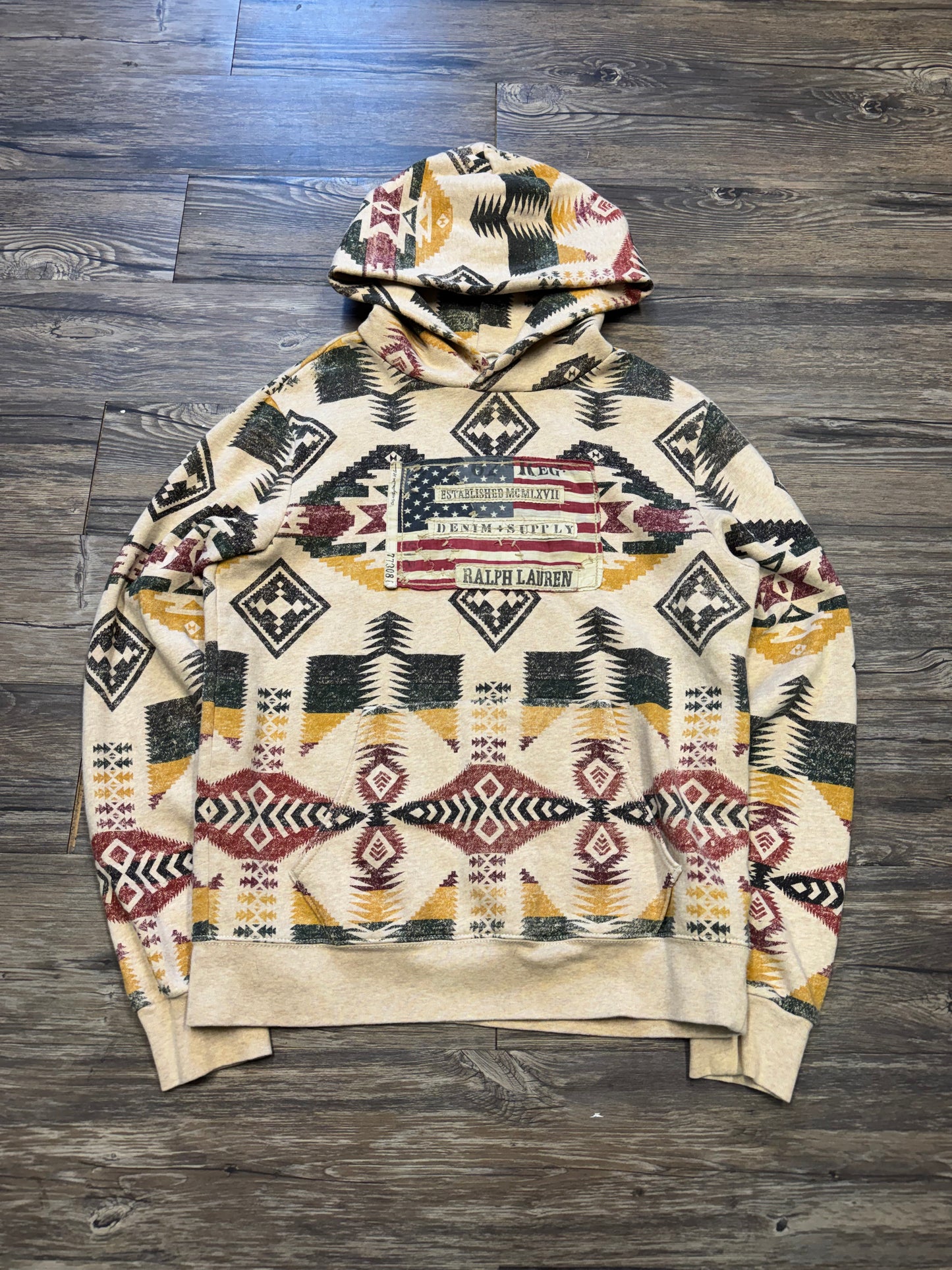 RALPH LAUREN DENIM & SUPPLY SOUTHWESTERN AMERICAN AZTEC HOODIE (M)