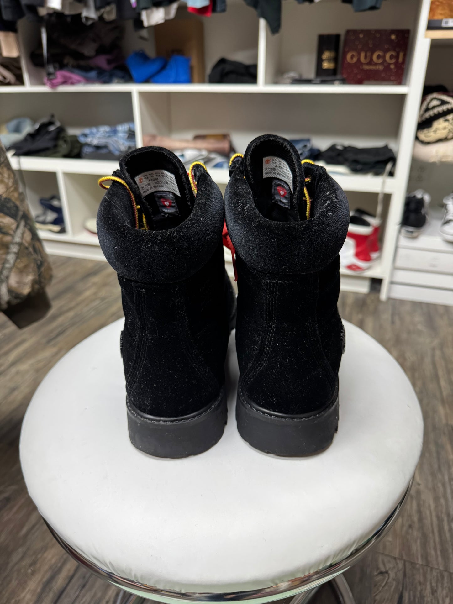 OFF WHITE PONY HAIR TIMBERLANDS (10.5)