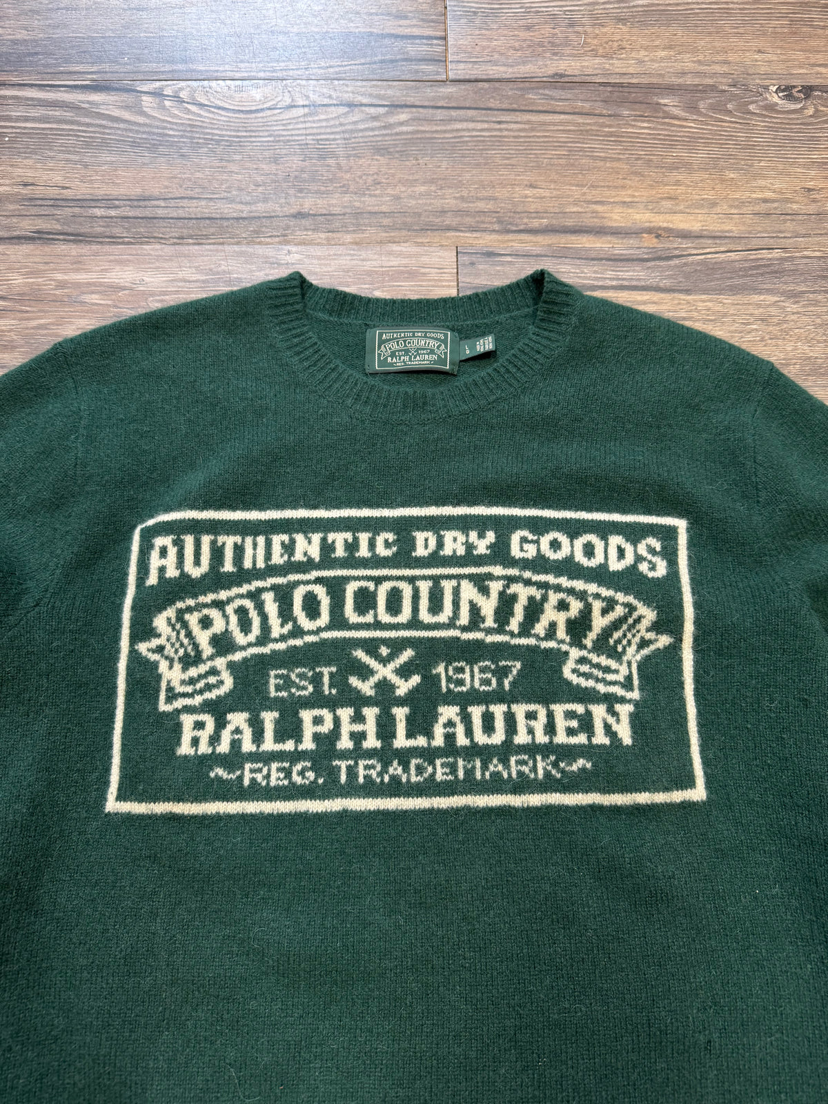 POLO RALPH LAUREN POLO COUNTRY MOUNTAIN GREEN KNIT SWEATER (L)