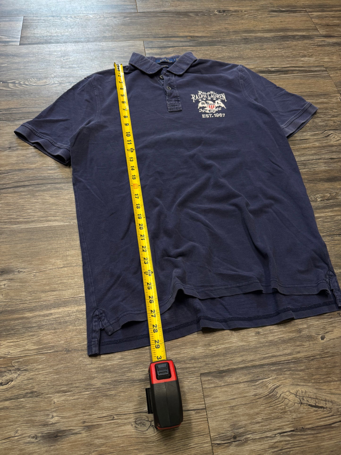 POLO RALPH LAUREN DISTRESSED RIBBED AMERICAN FLAG SHIRT (M)