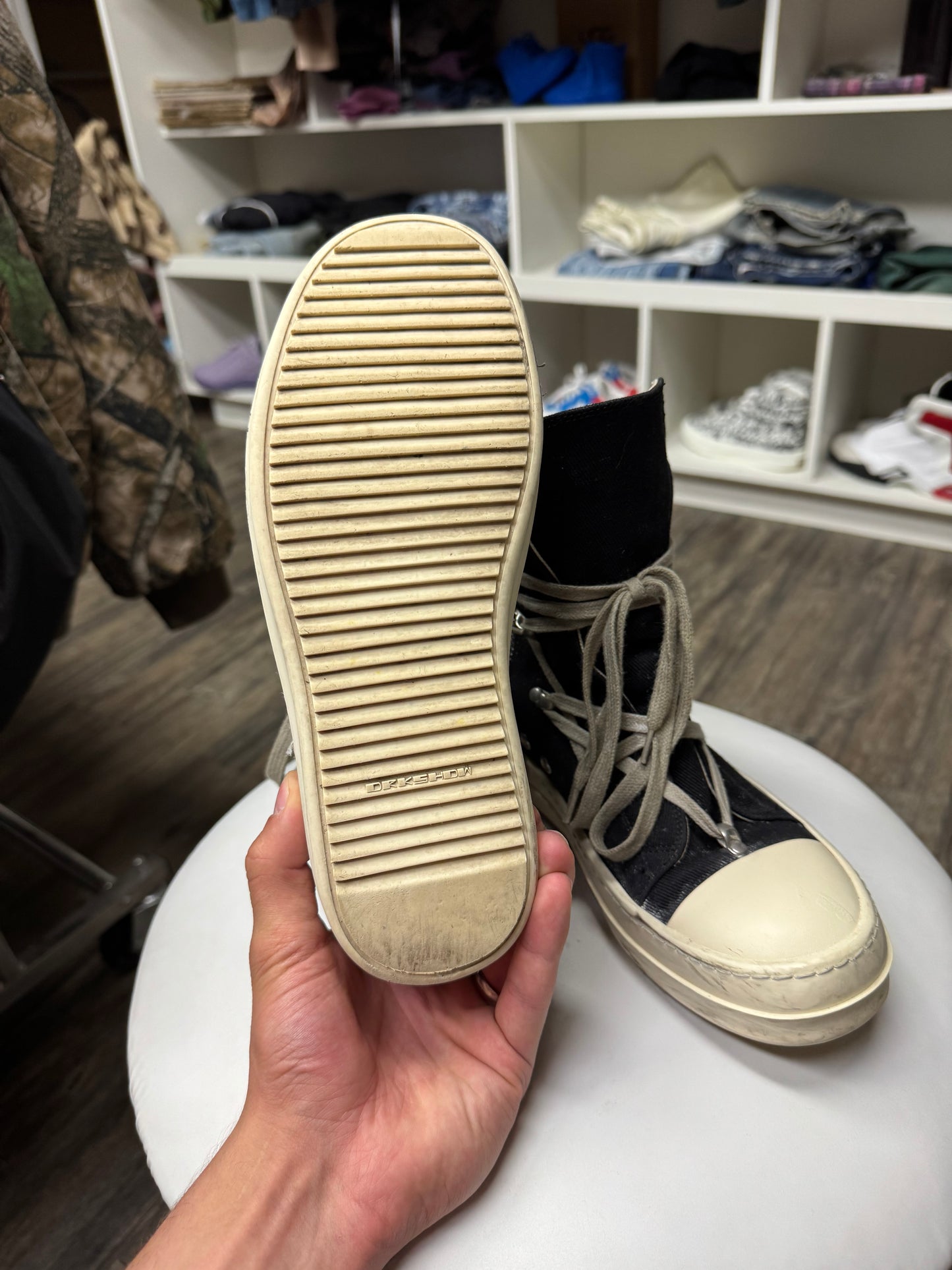 RICK OWENS DRKSHDW HEXA RAMONE HI-TOP SNEAKERS (39)