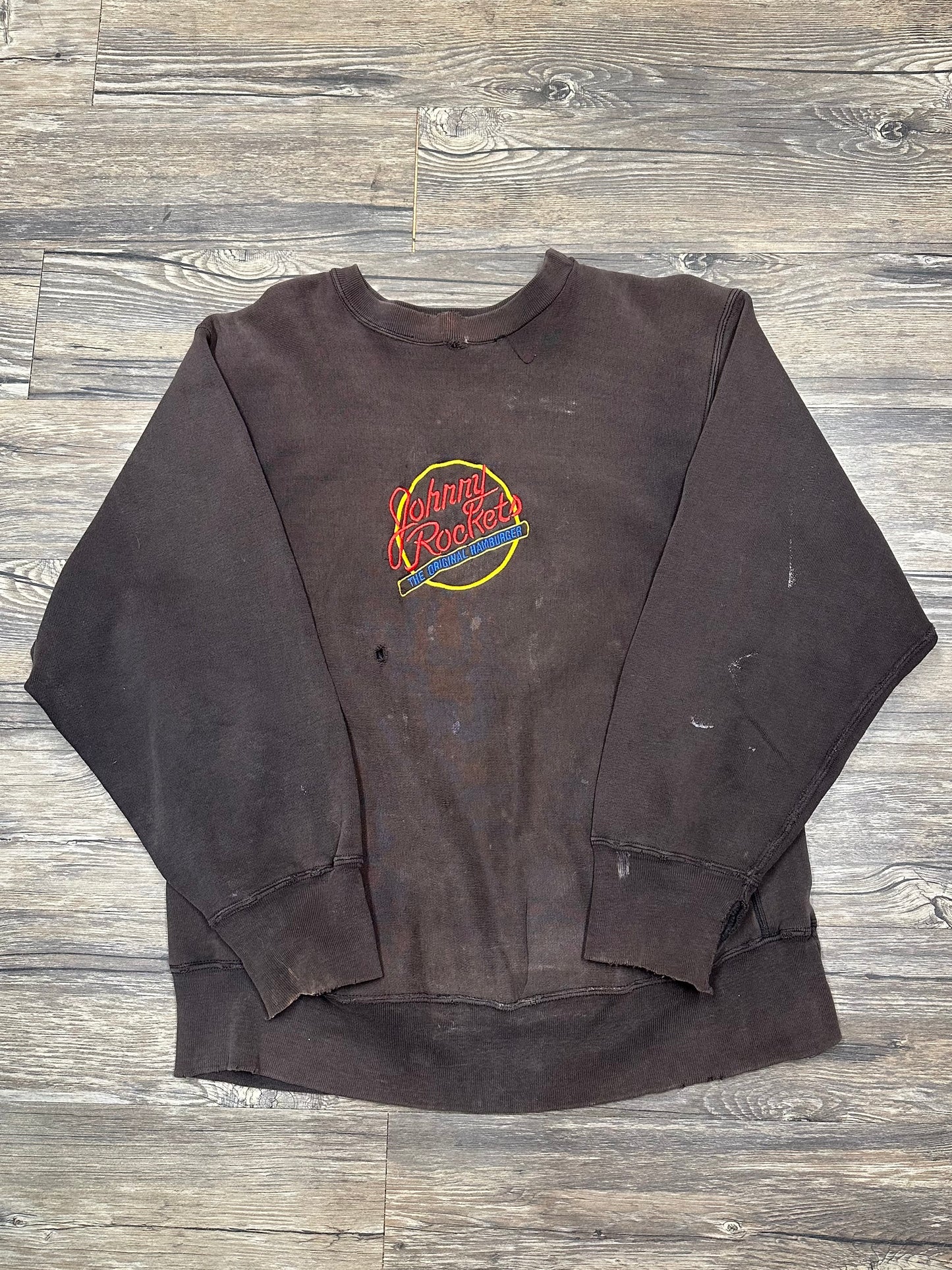 VINTAGE DISTRESSED JOHNNY ROCKETS EMBROIDERED CREWNECK (LARGE)