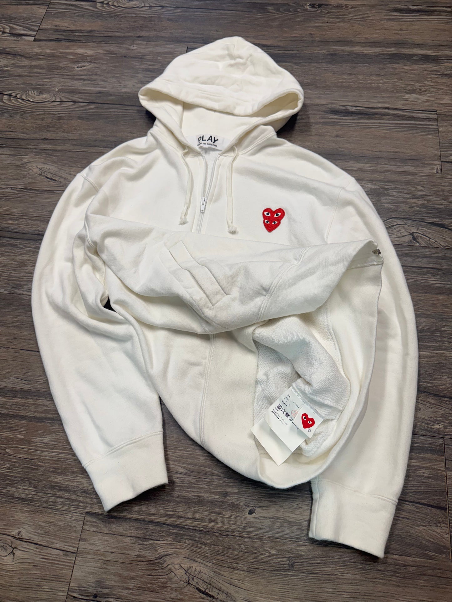CDG DOUBLE HEART KANGAROO POCKET ZIP UP (L)