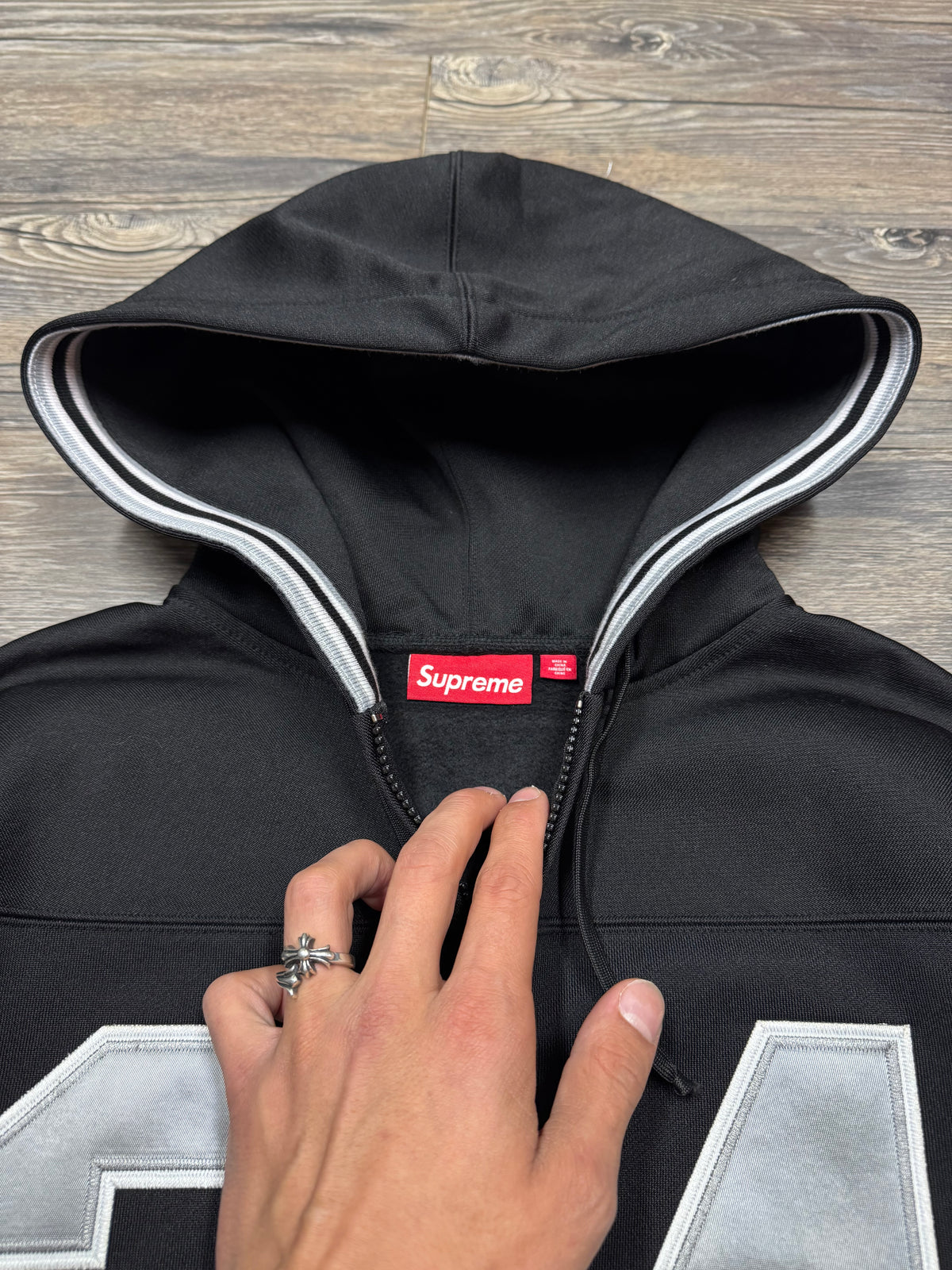 SUPREME SS24 FOOTBALL ZIP-UP HOODED SWEATSHIRT (S)