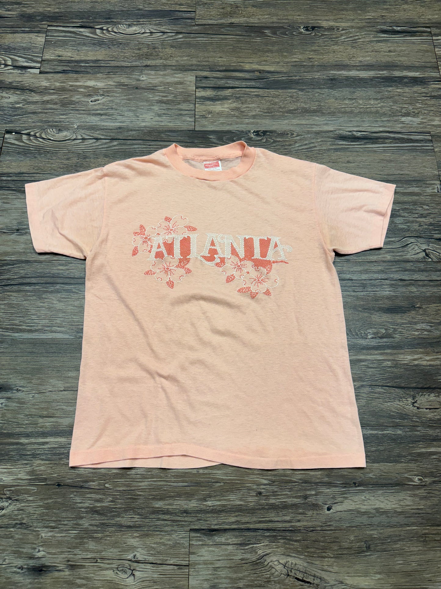 ATLANTA PUFF PRINT THIN 90’s SALMON T-SHIRT (L)