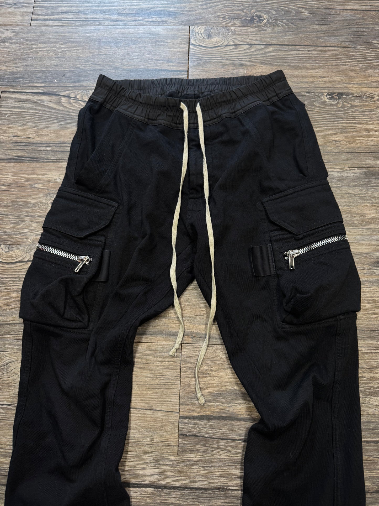 RICK OWENS MASTODON SS17 CARGO SLIM SWEATPANTS (S)