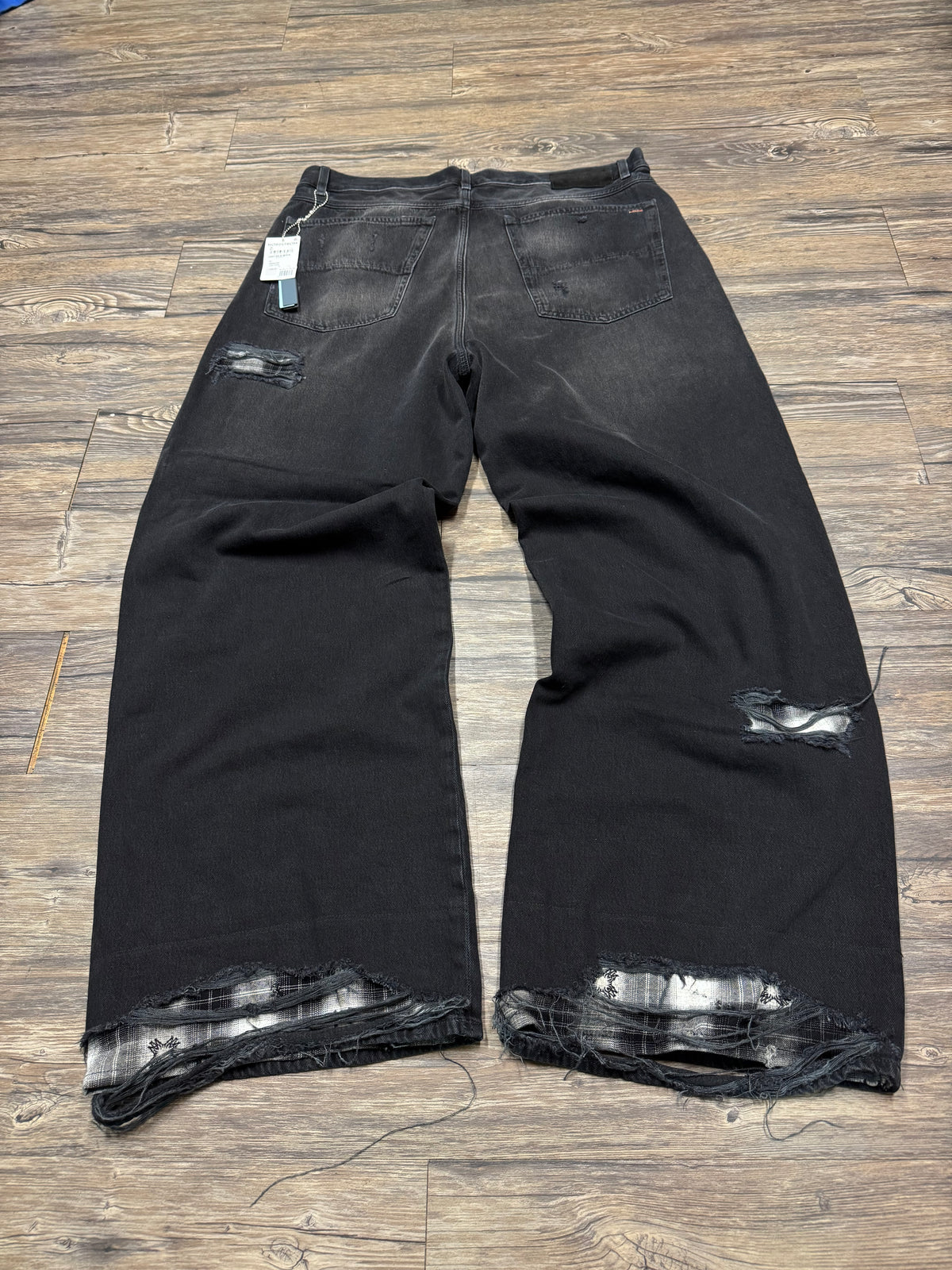 AMIRI SS26 FLANNEL REPAIR DESTRESSED FLANNEL JEANS (38)