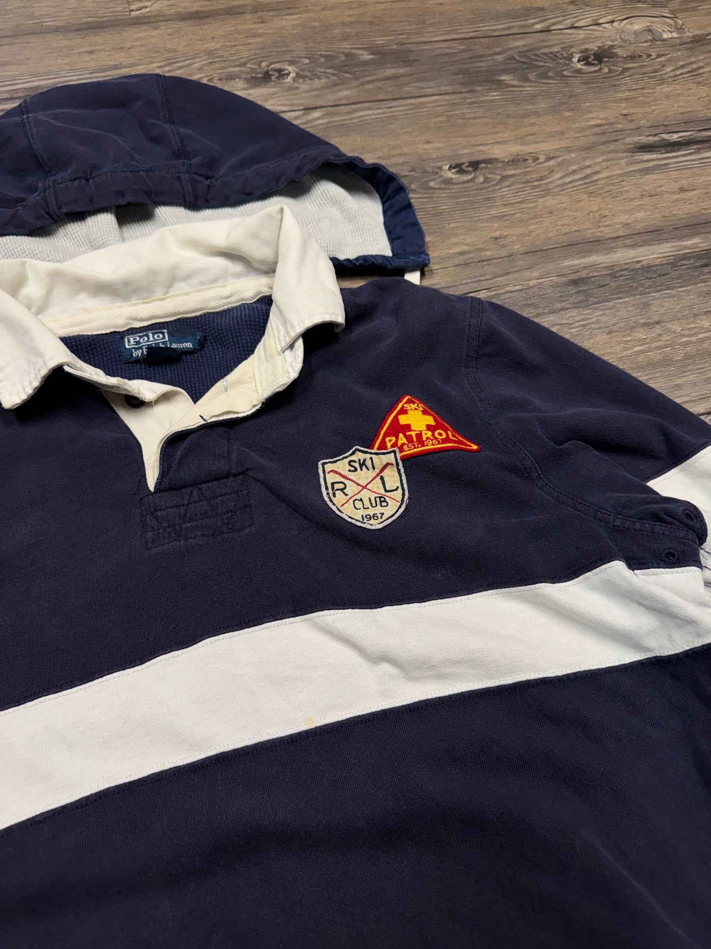 POLO RALPH LAUREN SKI PATROL COLLARED HOODED SWEATSHIRT (XL)