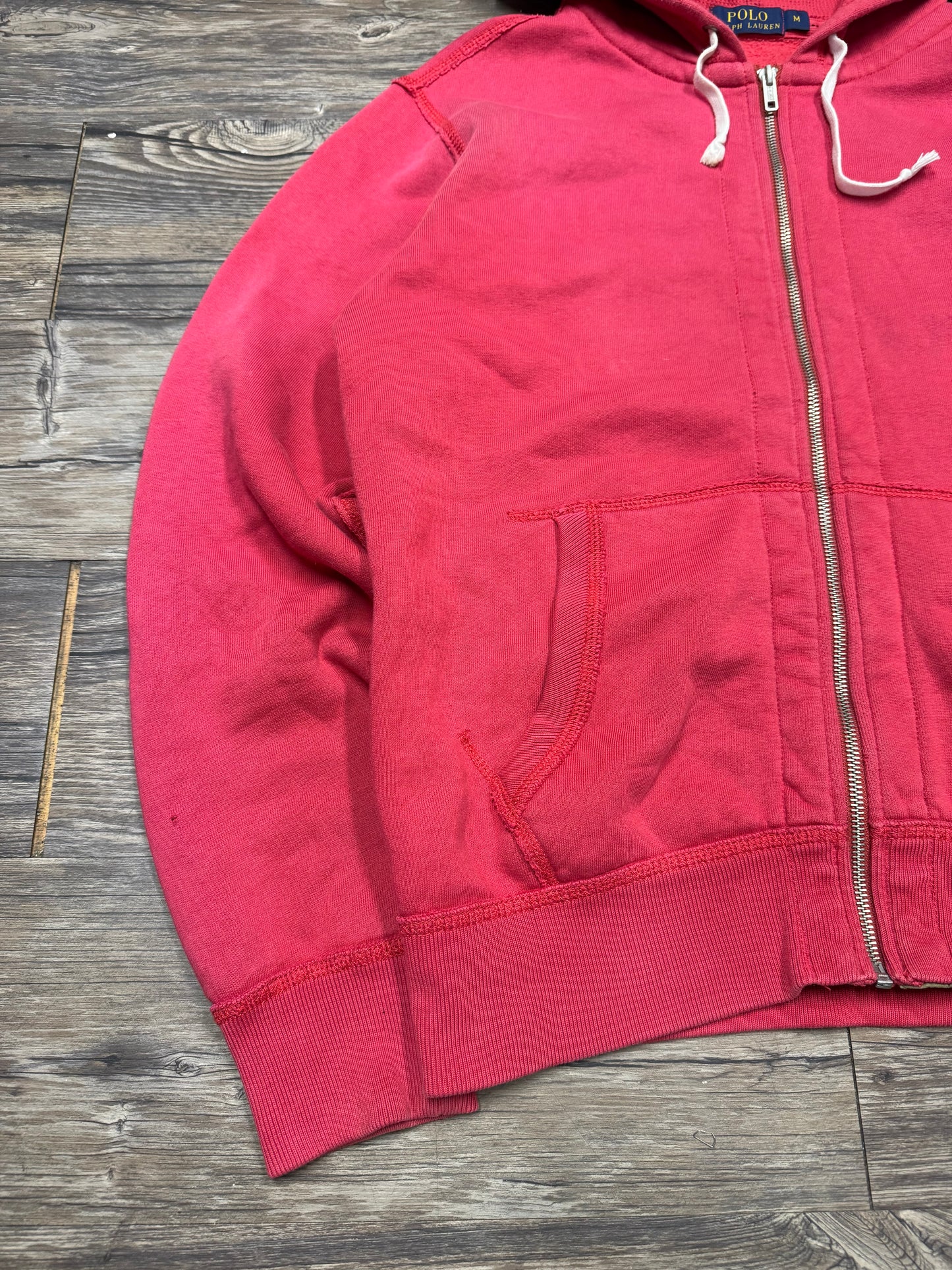 POLO RALPH LAUREN ‘SALMON’ ZIP UP HOODED SWEATSHIRT (M)