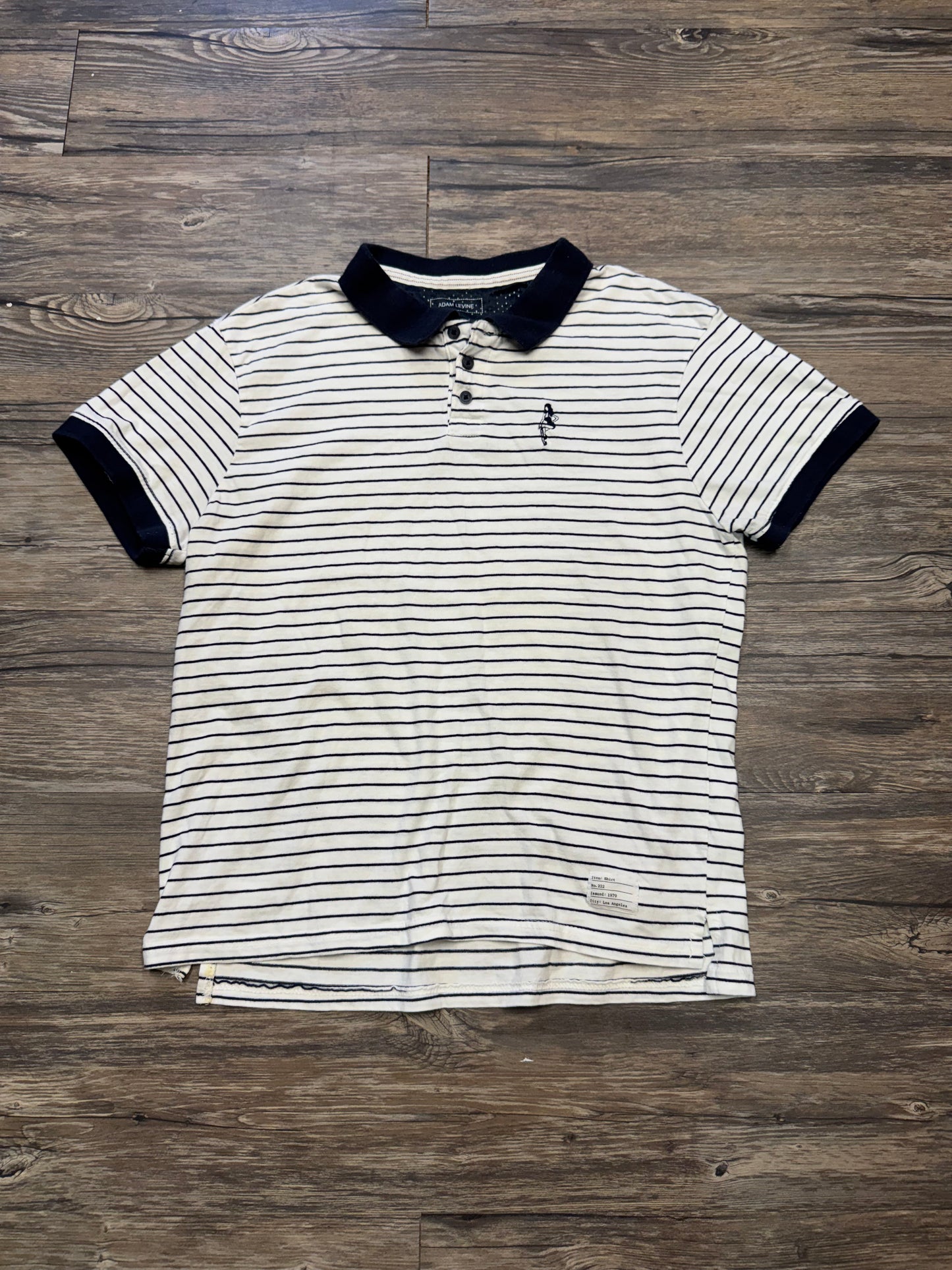 ADAM LEVINE STRIPED RIBBED POLO (M)