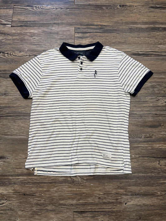 ADAM LEVINE STRIPED RIBBED POLO (M)