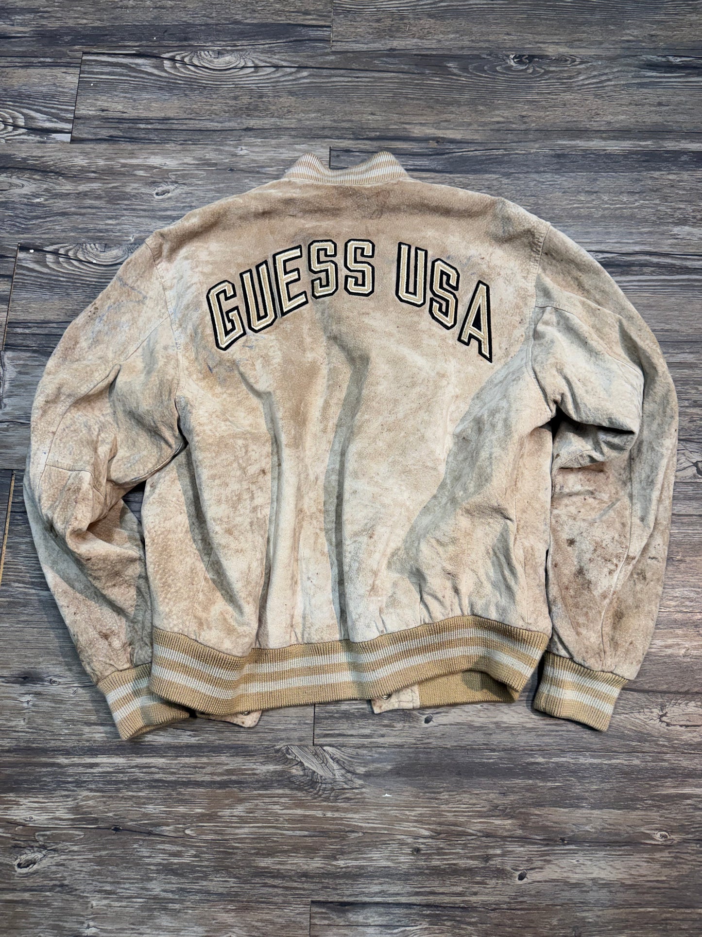 VINTAGE GUESS SUEDE BOMBER JACKET (M)