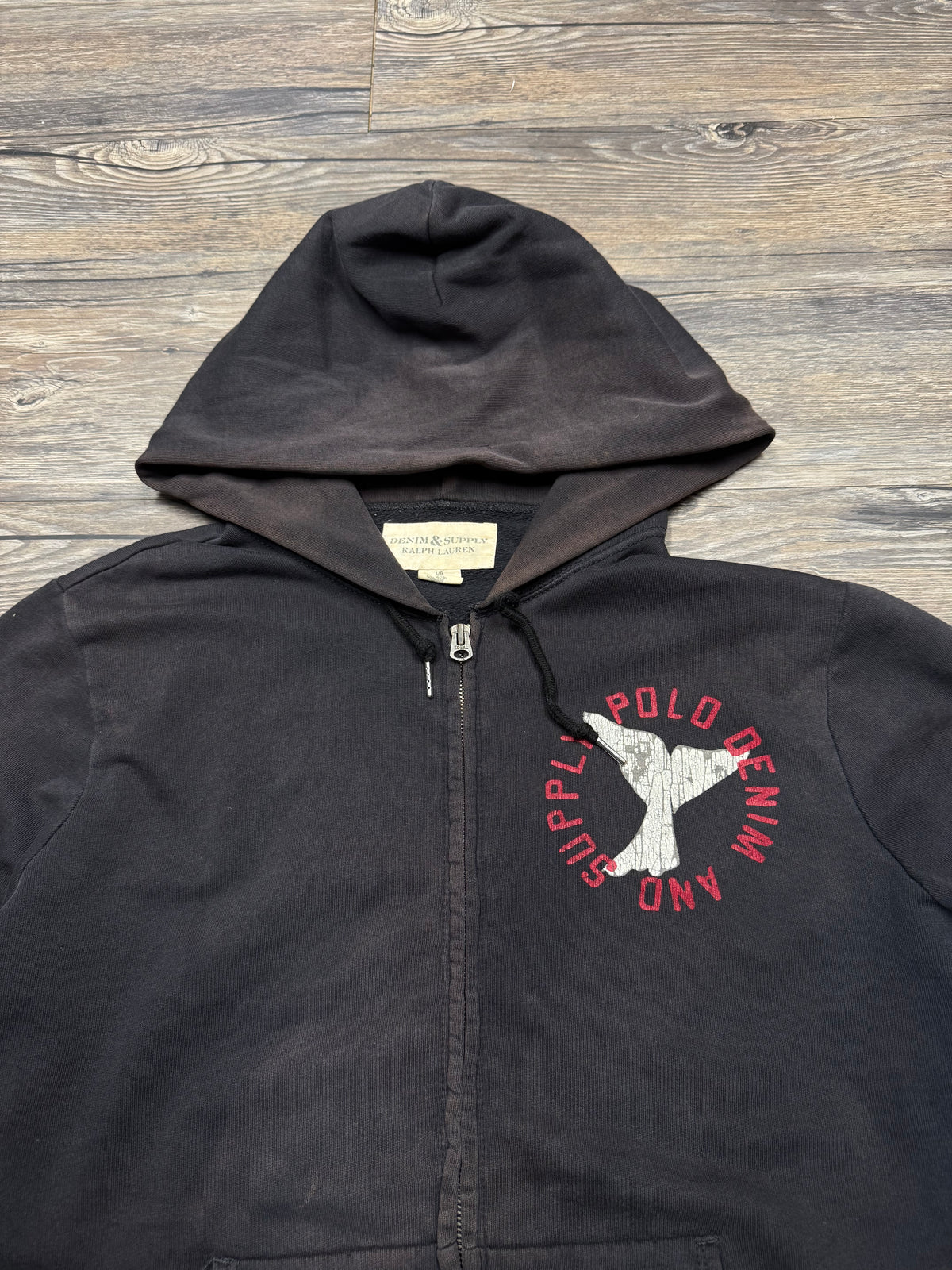 POLO RALPH LAUREN DENIM & SUPPLY ‘SAVE THE WHALES’ ZIP-UP HOODIE (L)