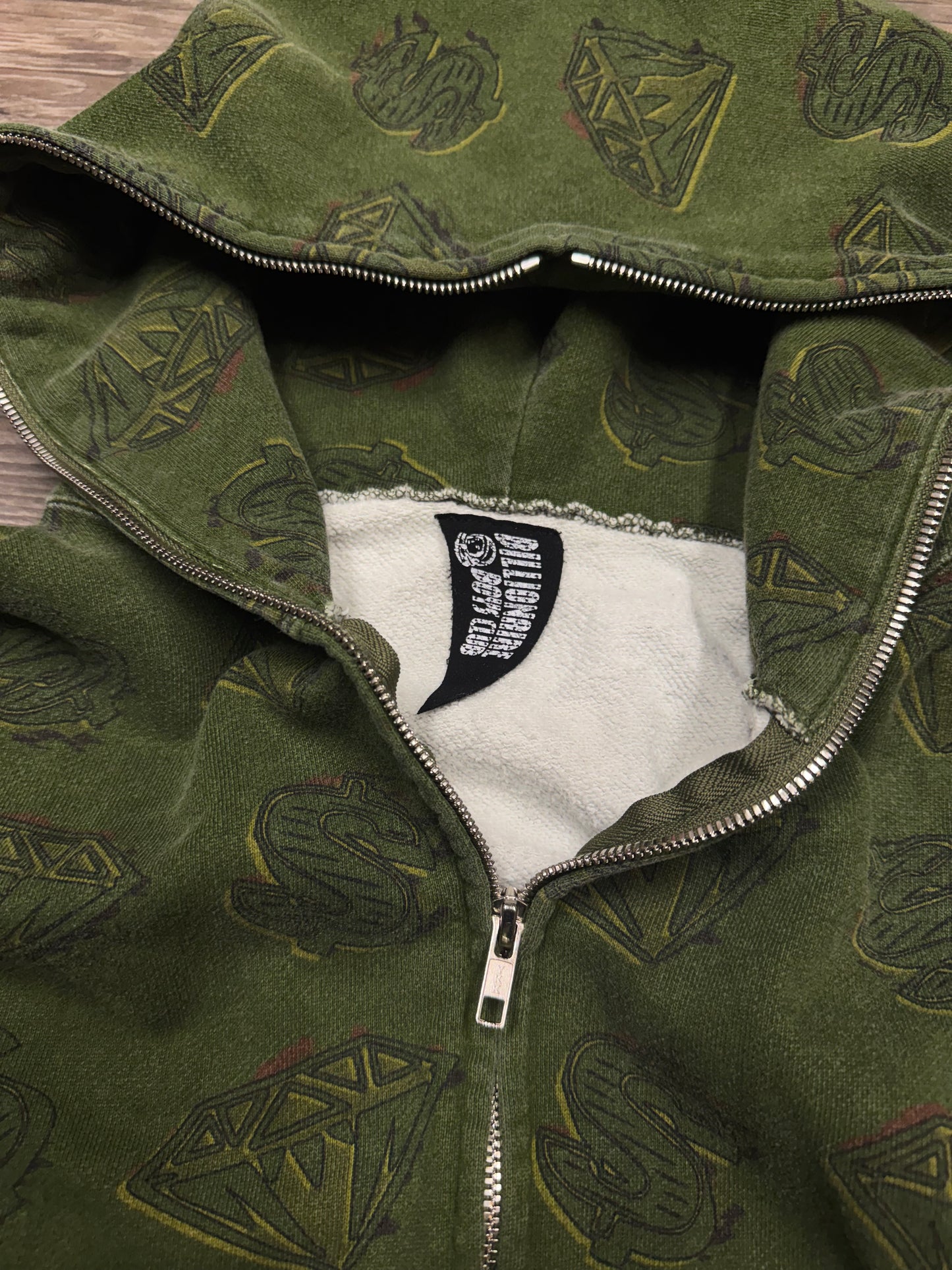 BILLIONAIRE BOYS CLUB DIAMONDS & DOLLARS FULL ZIP HOODIE (L)