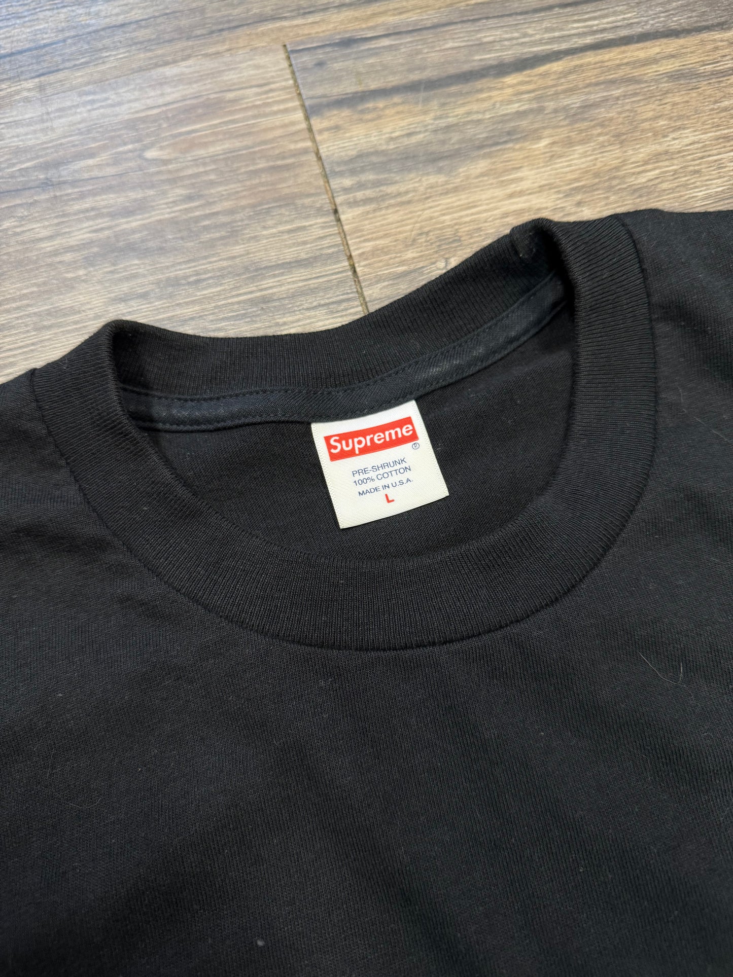 SUPREME SS19 GREETINGS BLACK TEE (L)