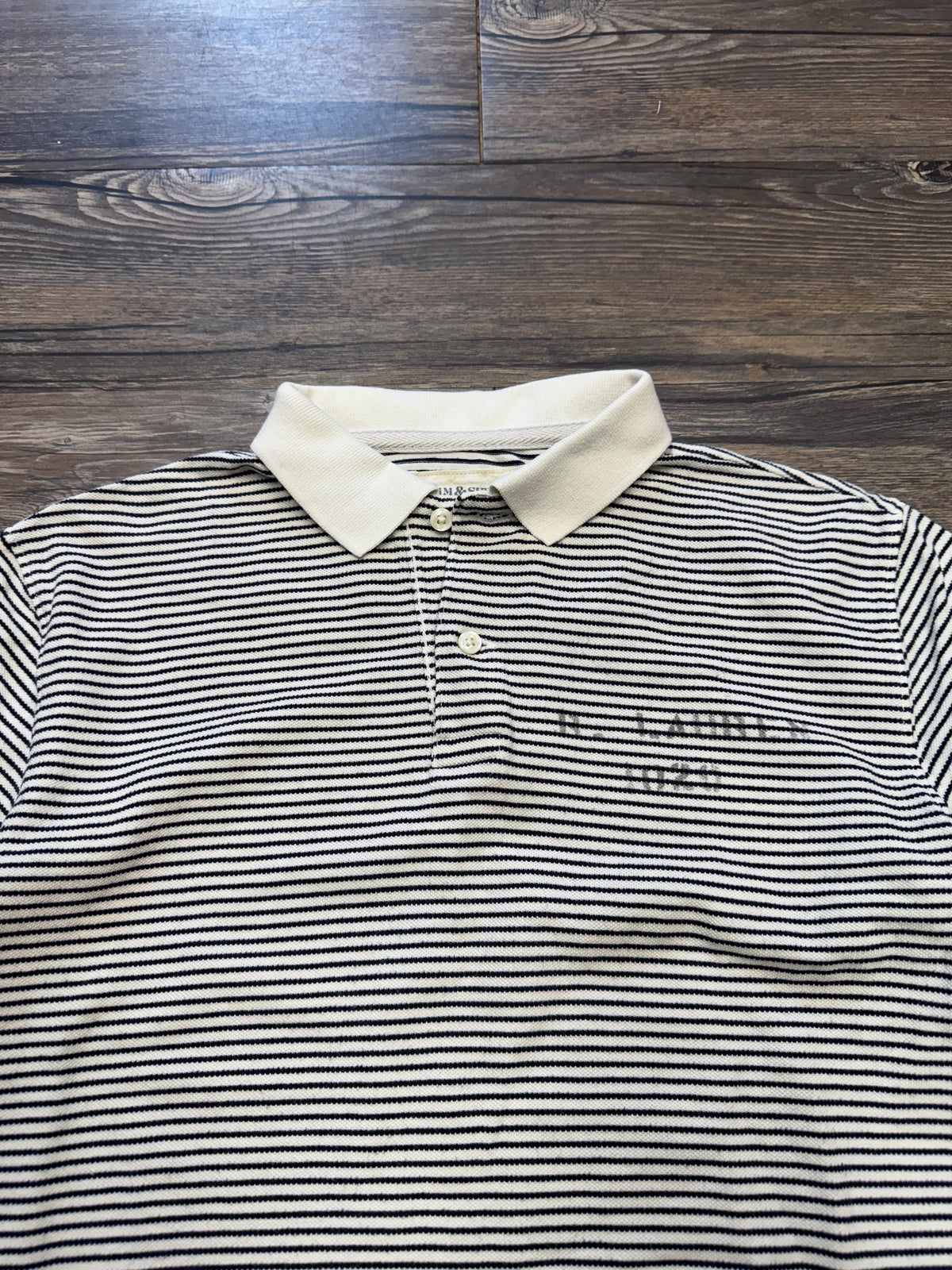POLO RALPH LAUREN DENIM SUPPLY STRIPED & PATCHED POLO (M)