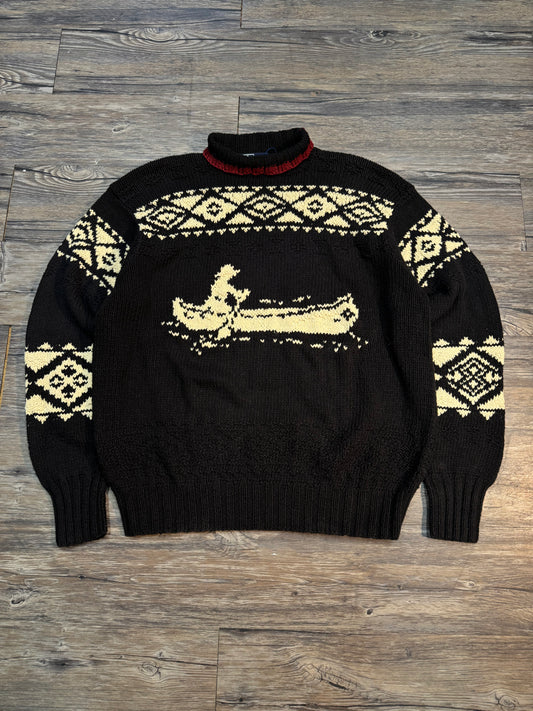 VINTAGE POLO RALPH LAUREN CANOE KNIT SWEATER (L)