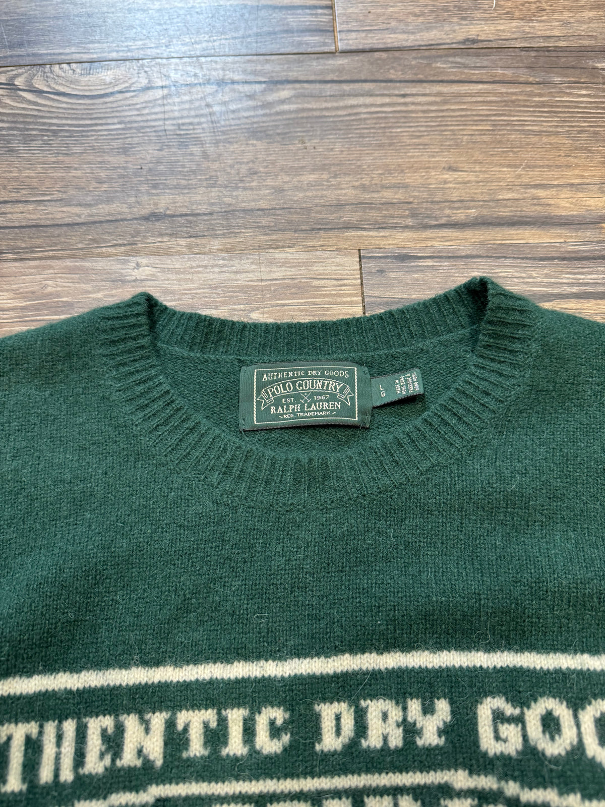 POLO RALPH LAUREN POLO COUNTRY MOUNTAIN GREEN KNIT SWEATER (L)