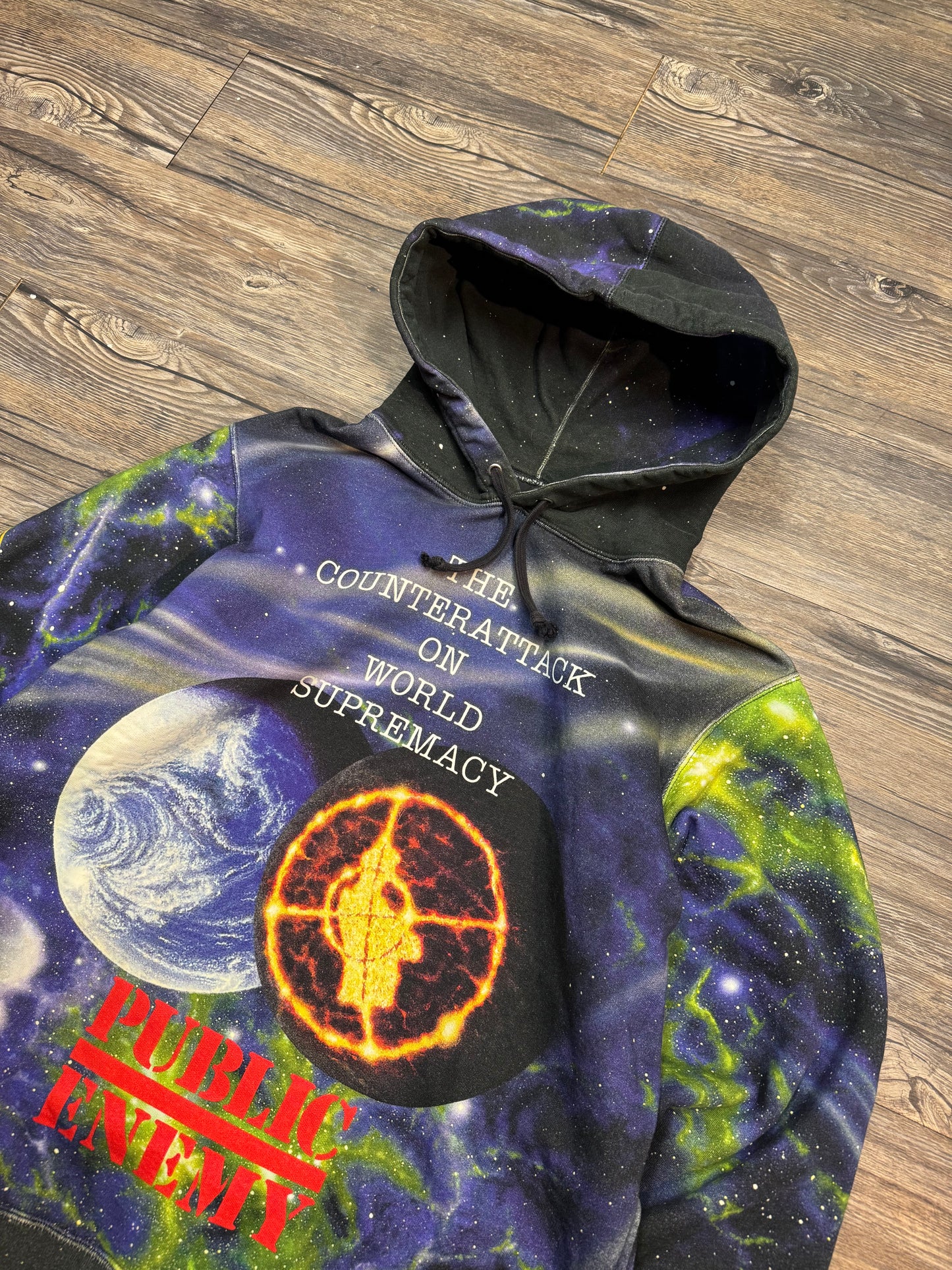 SUPREME X UNDERCOVER PUBLIC ENEMY ALL OVER GRAPHIC HOODIE (MEDIUM)