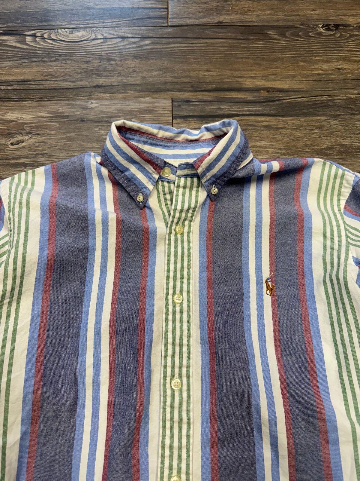 POLO RALPH LAUREN MULTI-COLORED STRIPED BUTTON UP SHIRT (L)