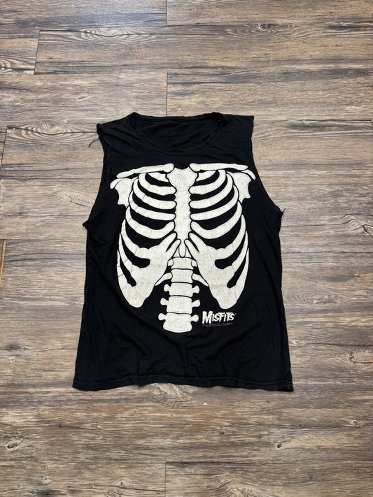 MISFITS VINTAGE BLACK CUT OFF T-SHIRT (M)