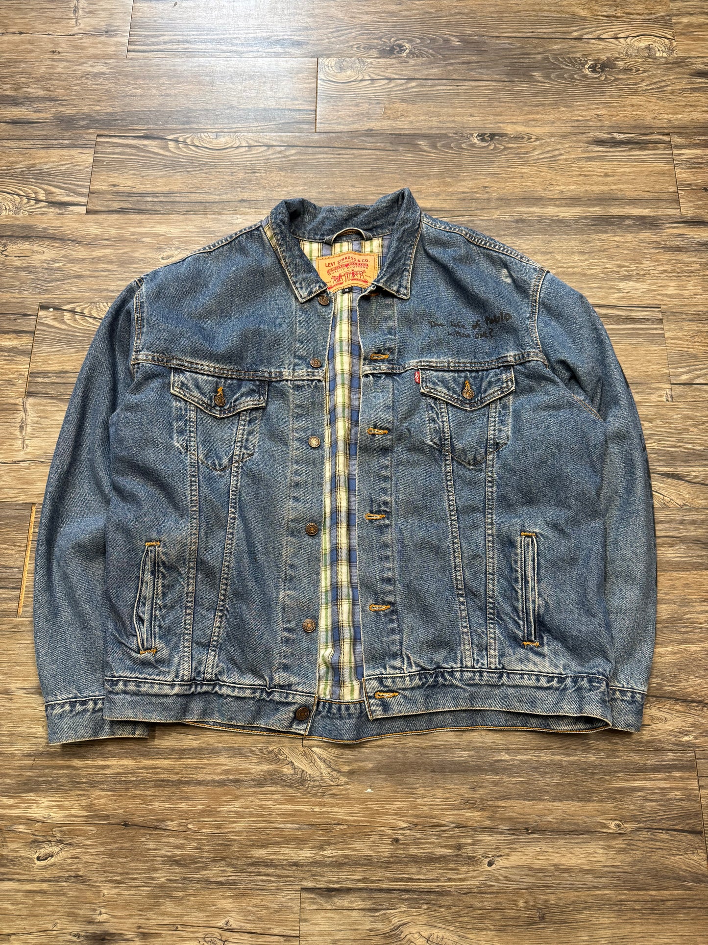 KANYE WEST X LEVI'S VINTAGE NOTEBOOK PLAID LINED DENIM JACKET (XL)