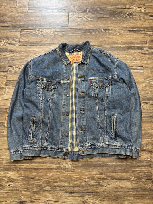 KANYE WEST X LEVI'S VINTAGE NOTEBOOK PLAID LINED DENIM JACKET (XL)