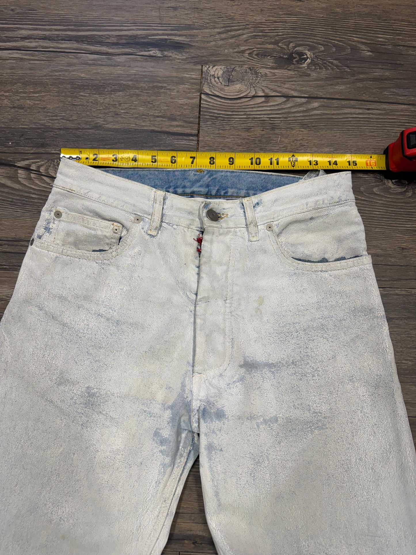 MAISON MARGIELA PAINTED WHITE DENIM JEANS (30)