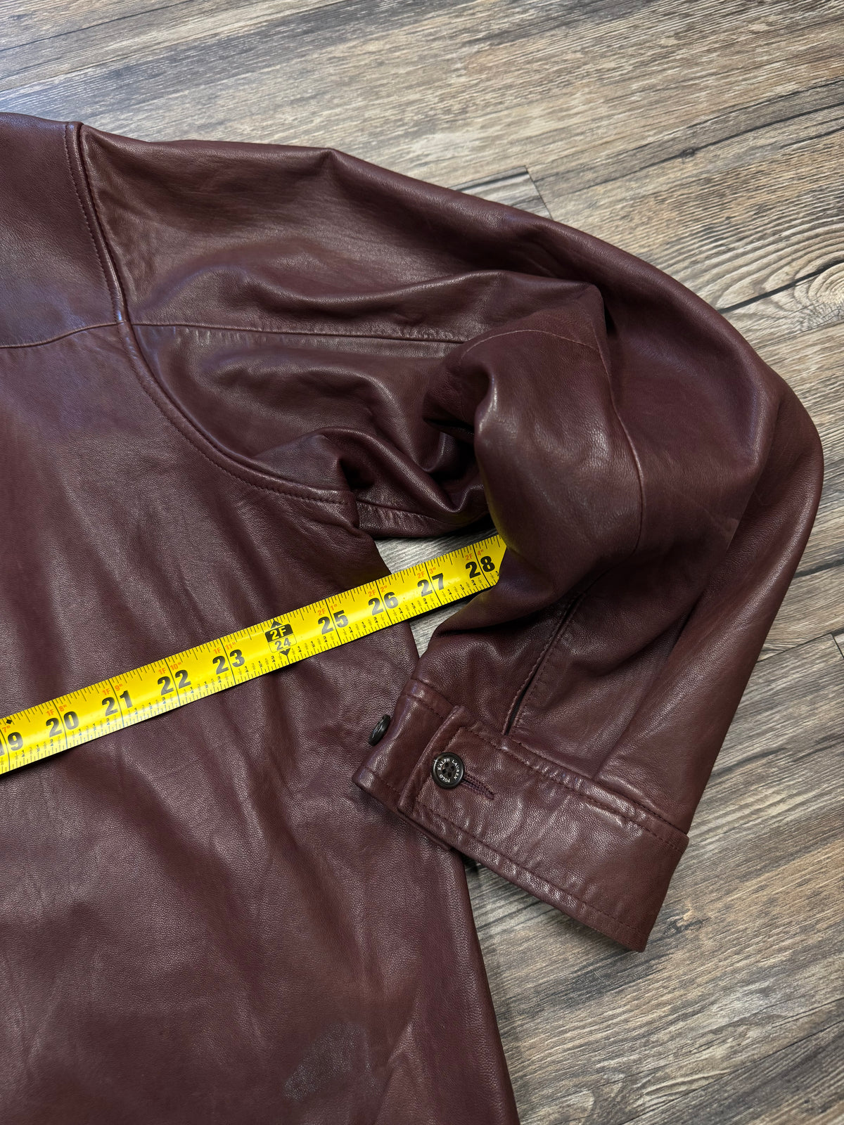 POLO RALPH LAUREN VINTAGE MAROON LEATHER JACKET (XL)