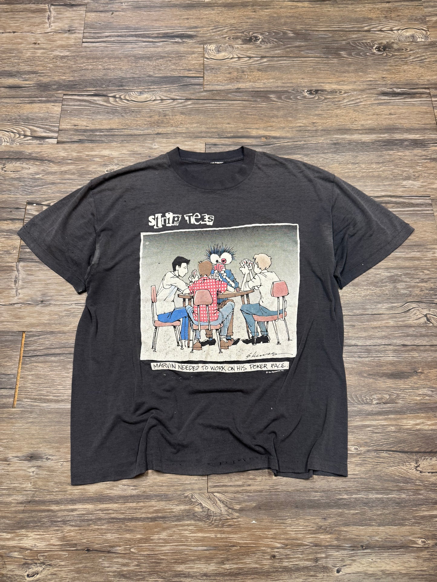 STRIP TEES 90s VTG BOXY FADED T-SHIRT (L)