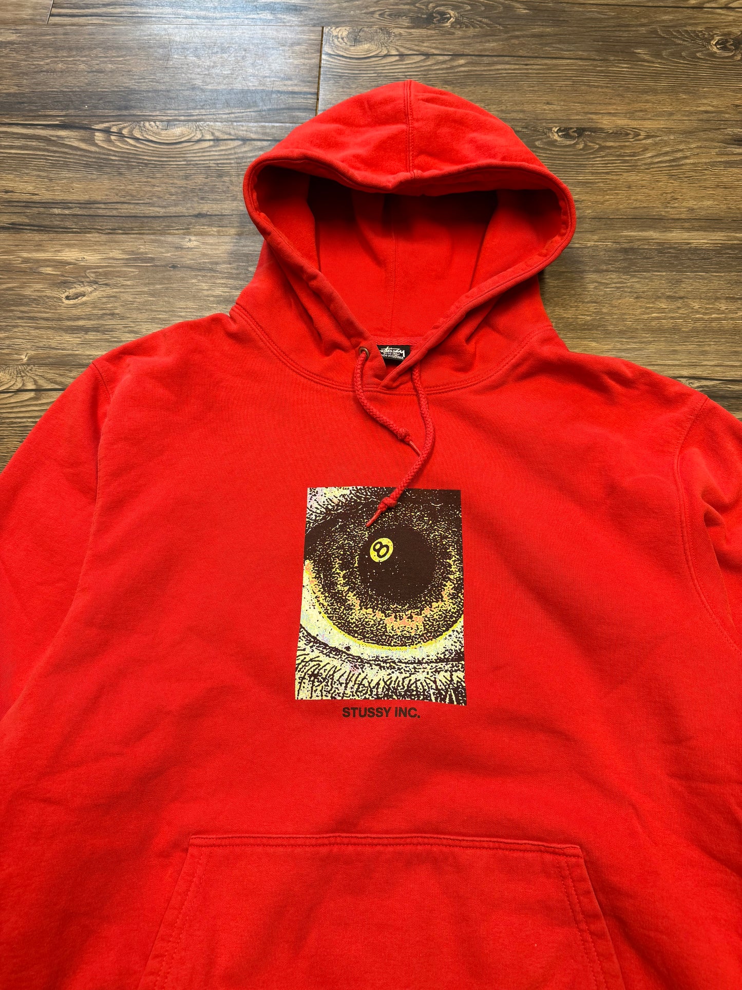 STUSSY VTG ACID EYE BRIGHT RED HOODIE (XL)