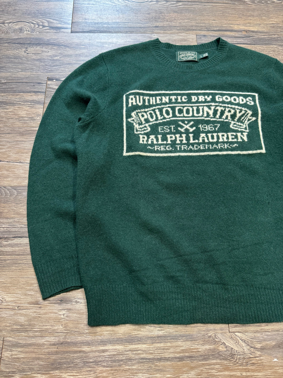 POLO RALPH LAUREN POLO COUNTRY MOUNTAIN GREEN KNIT SWEATER (L)