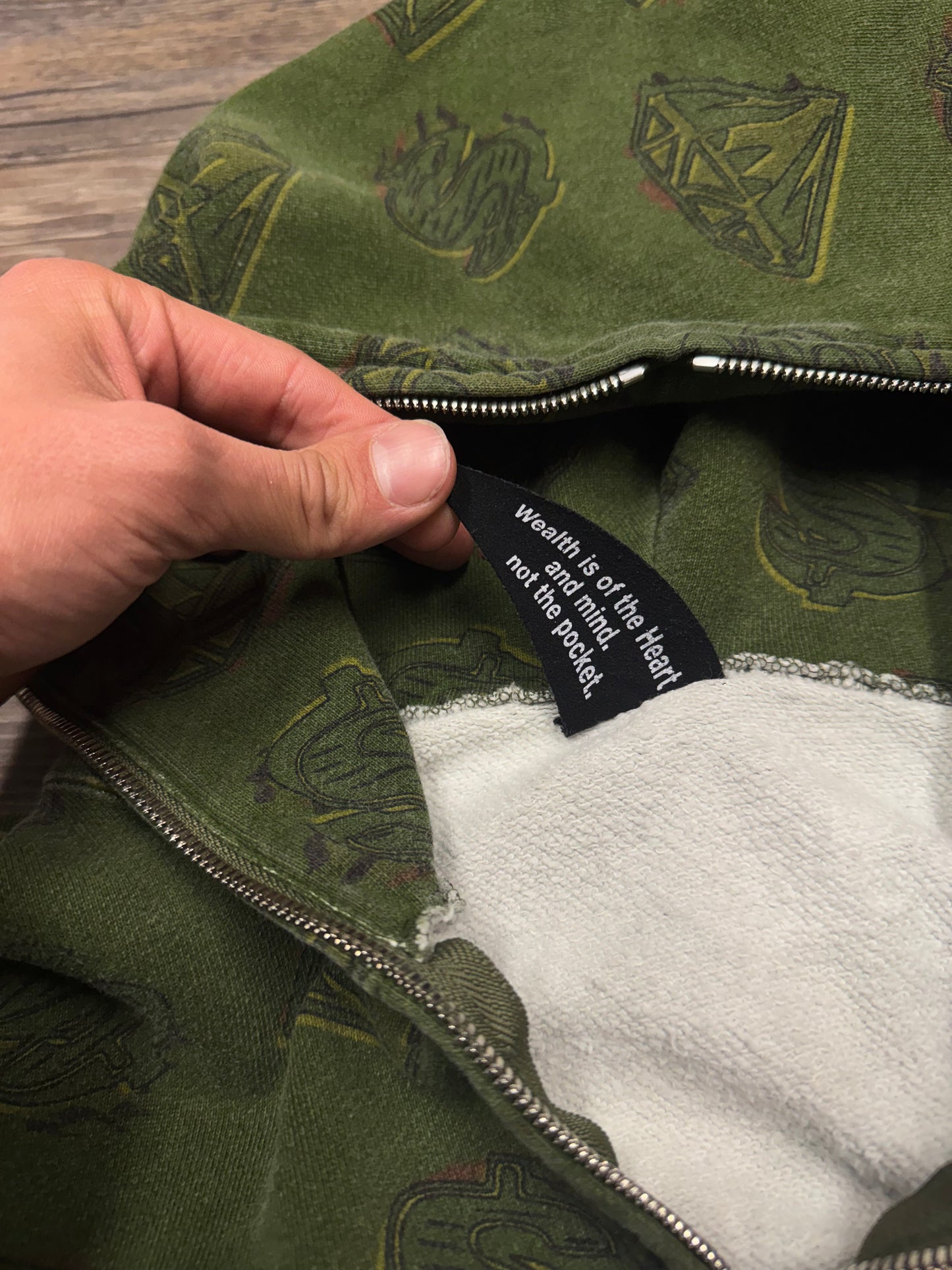 BILLIONAIRE BOYS CLUB DIAMONDS & DOLLARS FULL ZIP HOODIE (L)