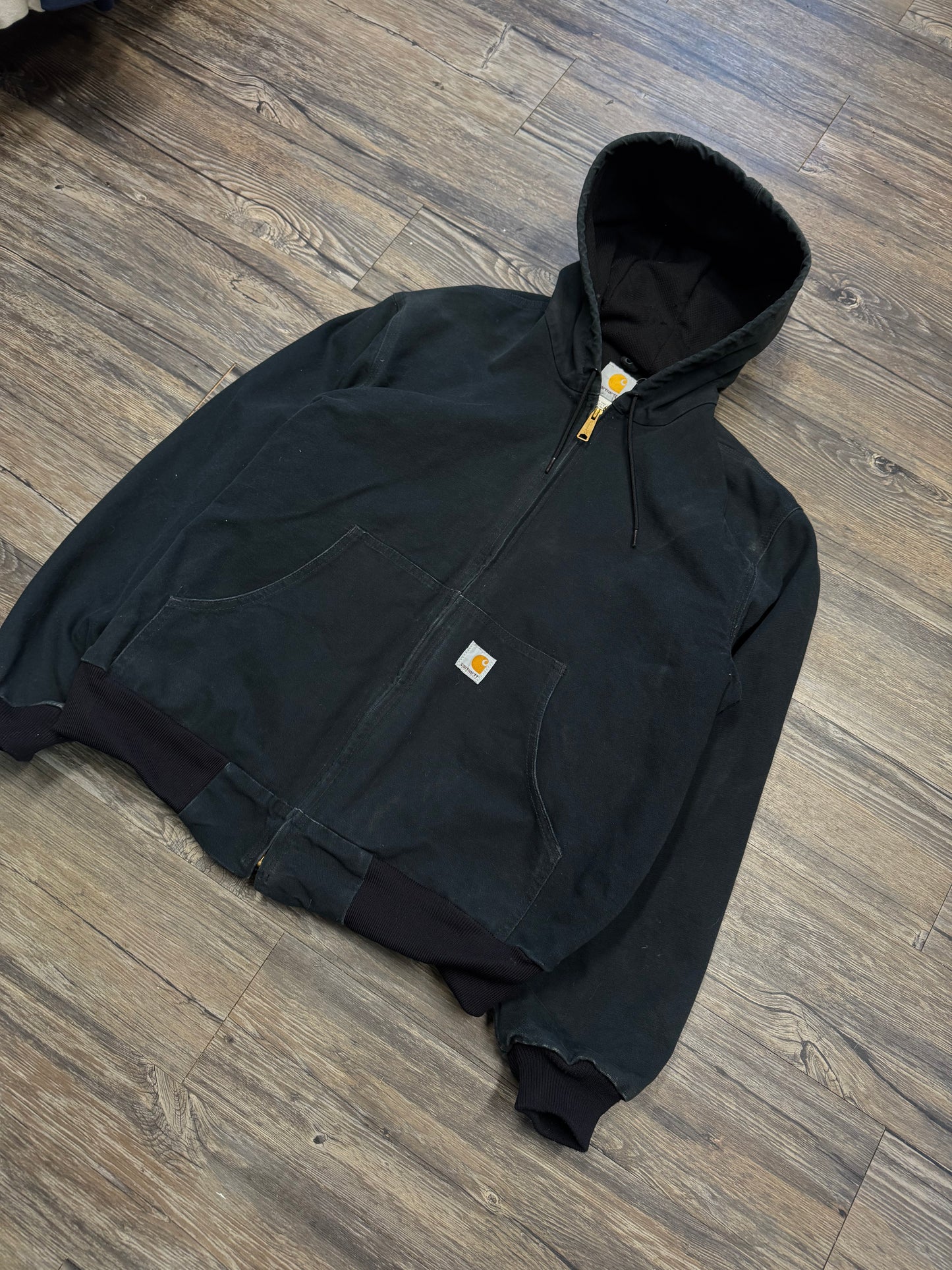 CARHARTT GREEN HOODED DENIM JACKET (L)