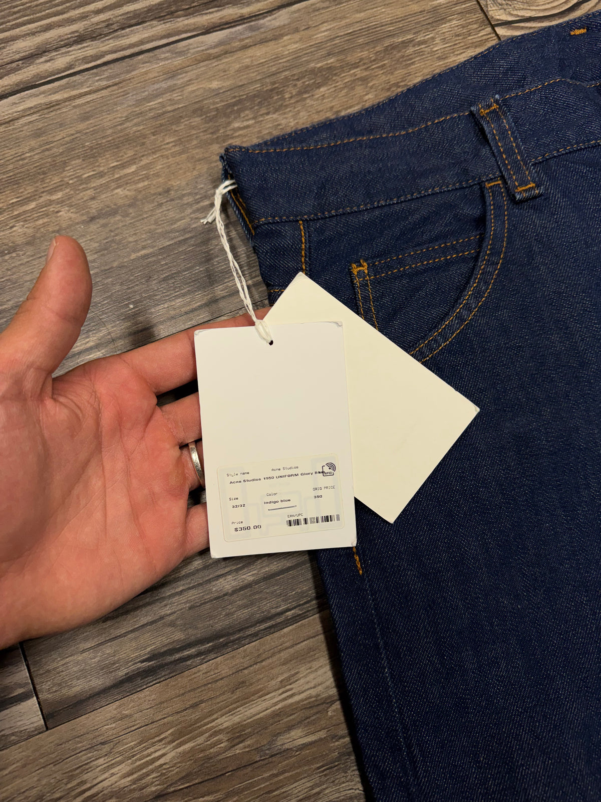 ACNE STUDIOS DARK BLUE WASH FLATE JEANS (32x32)