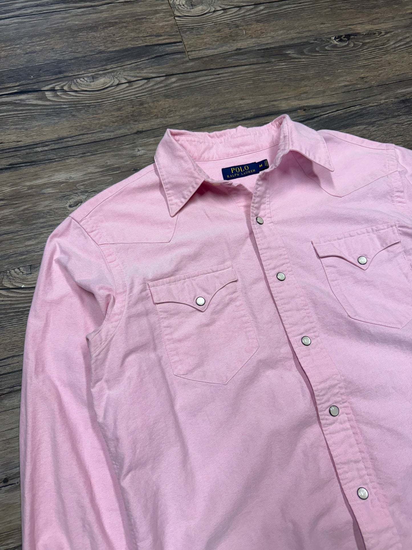 POLO RALPH LAUREN WESTERN STYLE BABY PINK BUTTON UP SHIRT (M)