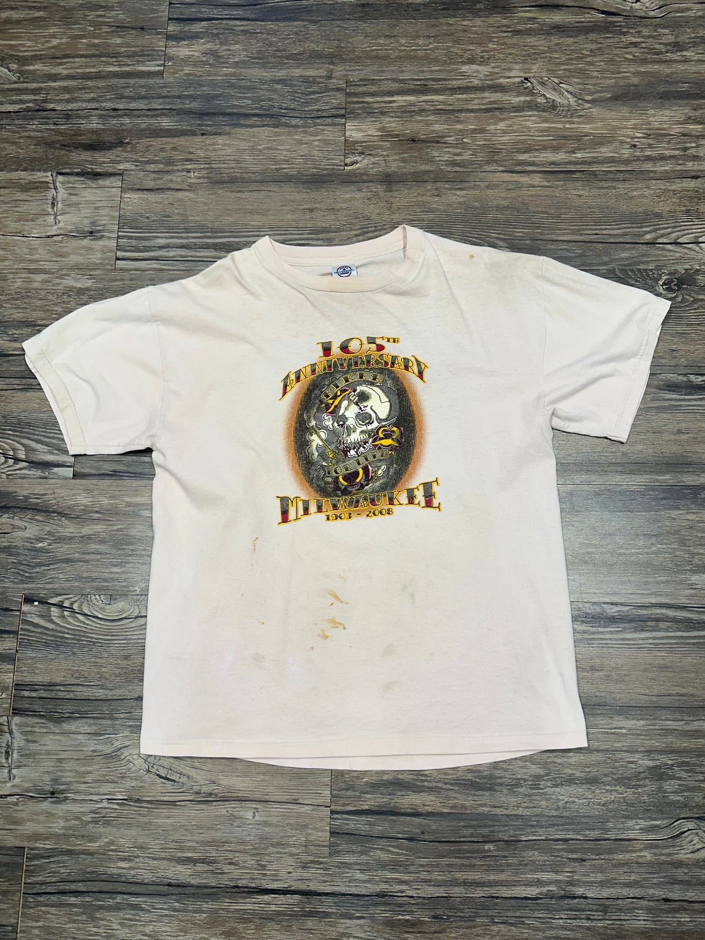 VINTAGE MILWAUKEE BIKERS ANNIVERSARY GRAPHIC T-SHIRT (LARGE)