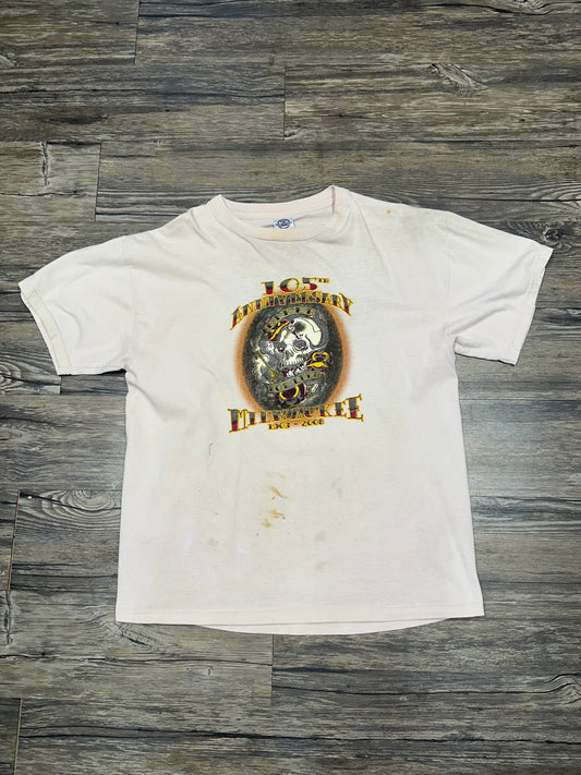 VINTAGE MILWAUKEE BIKERS ANNIVERSARY GRAPHIC T-SHIRT (LARGE)