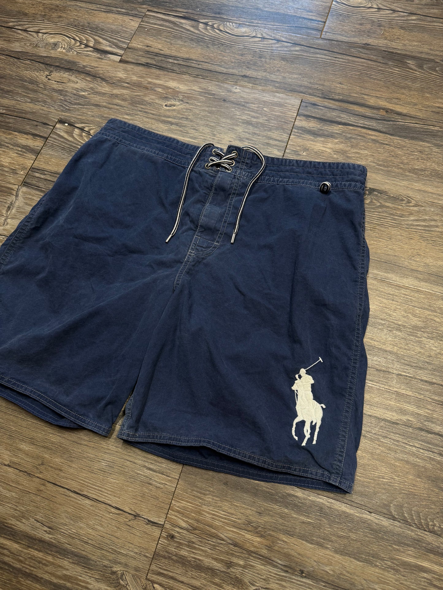 POLO RALPH LAUREN BIG PONY FADED DARK BLUE SWIM TRUNKS (L)