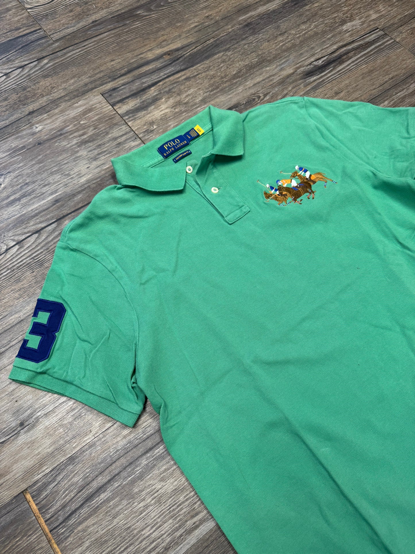 POLO RALPH LAUREN SLIMFIT STAMPEDE TRIPLE PONY SHIRT (L)